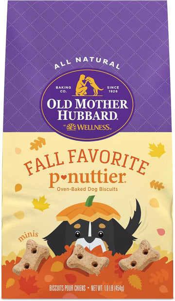 Old Mother Hubbard By Wellness Fall Favorite P-Nuttier Natural Dog Treats, Crunchy Oven-Baked Biscuits, Ideal For Training, 16 Ounce Bag