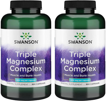 Swanson Triple Magnesium Complex Absorption Bone And Mood Health Citrate Oxide And Aspartate Combination Supplement 400 Mg 300 Capsules (2 Pack)