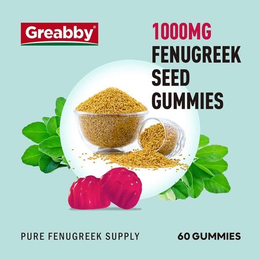 Fenugreek Gummies 1000Mg, Pure Organic Fenugreek Seeds Supplement, Healthy Lactation Support, Non-Gmo (60 Vegan Gummies)