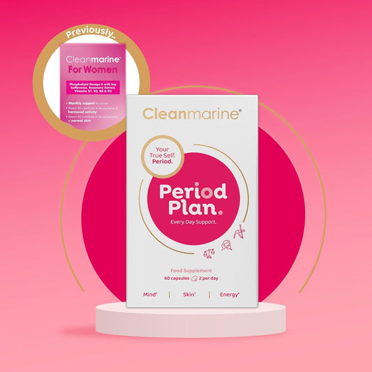 Cleanmarine Period Plan | Unique, All-In-One Blend Of Natural Nutrients - Help Balance Your Body’S Daily Needs, All Month Long – Provides Hormonal Support, Plan A For Your Periods - 120 Capsules