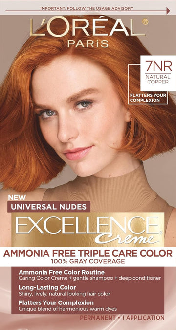L’Oreal Paris Excellence Universal Nudes Permanent Hair Color, Ammonia Free Hair Dye For Gray Hair Coverage, 5N Natural Brown, 1 Hair Dye Kit