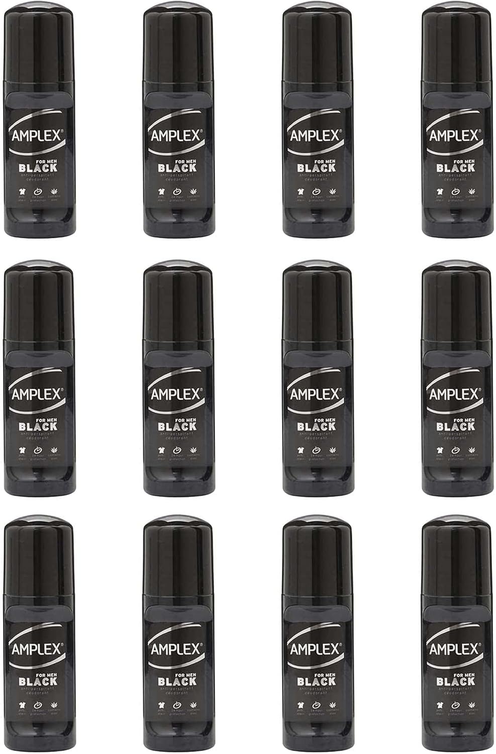 Amplex Black For Men Anti-Perspirant Deodorant Roll-On - 12 X 50Ml