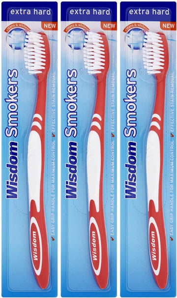 Wisdom Extra Hard Smokers Toothbrush X 3
