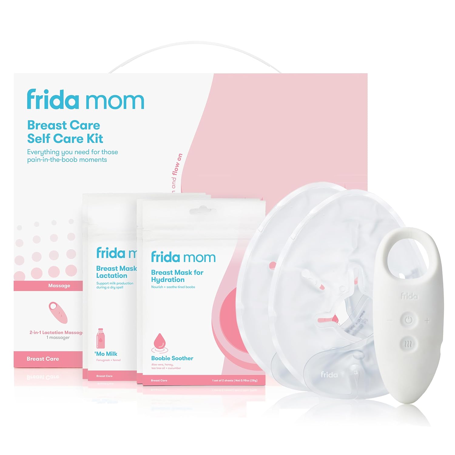 Breast Care Self Kit - 2-in-1 Lactation Massager, Instant Heat Warmers, Mask for Hydration, 9 Piece Set