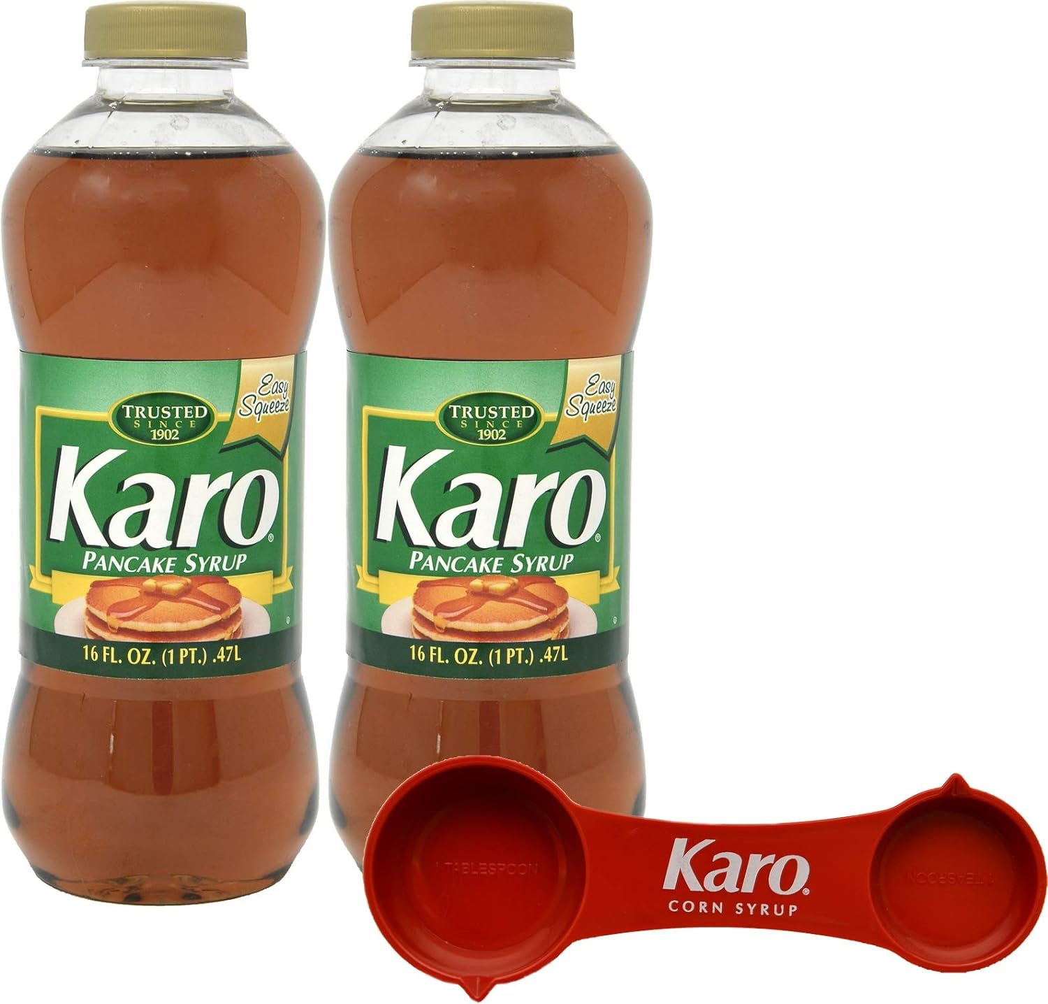 Karo Pancake Syrup 16 Ounce (Pack of 2) with Karo Measuring Spoon