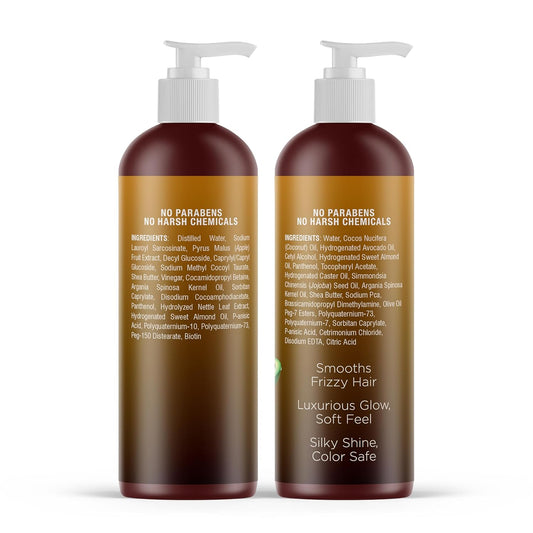 MAJESTIC PURE Apple Cider Vinegar Shampoo and Avocado Coconut Conditioner Set - Restores Shine & Reduces Itchy Scalp, Dandruff & Frizz - Sulfate Free, for All Hair Types, Men and Women - 2 x 16 fl oz