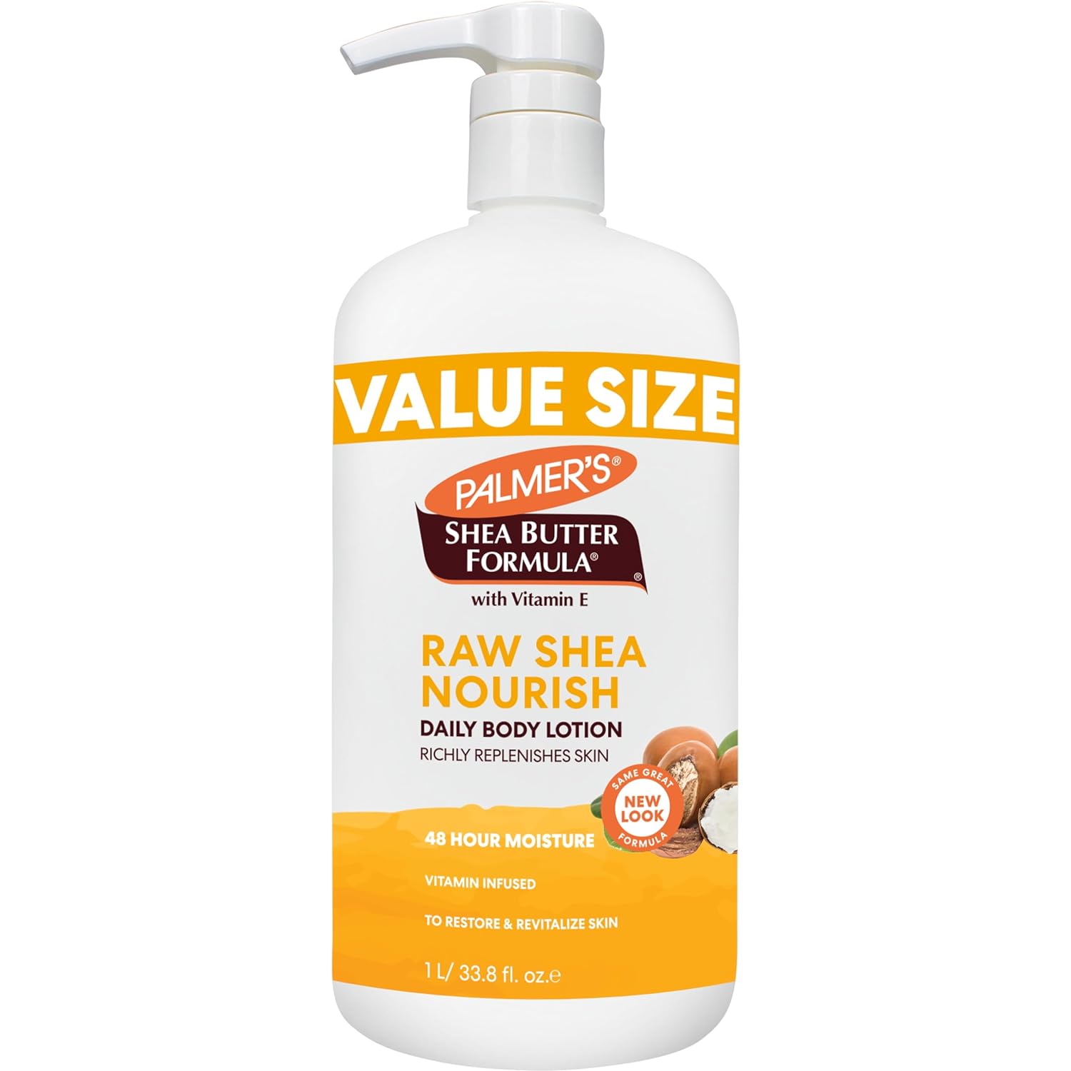 Palmer's Shea Formula Raw Shea Body Lotion for Dry Skin, Hand & Body Moisturizer, Value Size Pump Bottle, 33.8 Ounces (Pack of 1)