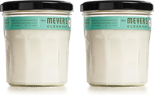 Mrs. Meyer'S Clean Day Scented Soy Candle, Large Glass, Basil, 7.2 Oz, (Pack Of 2)