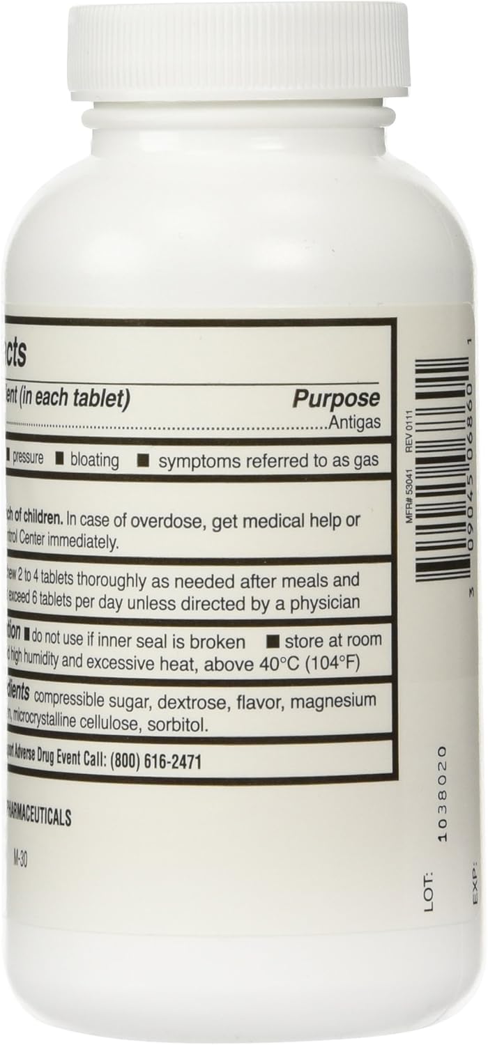 Major Simethicone Gas Relief 80 mg - Anti Flatulence, Bloating and Gas Pressure Aid - 100 Chewable Tablets - Pack of 3 : Health & Household