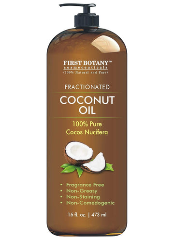 First Botany Cosmeceuticals Fractionated Coconut Oil 16 Fl. Oz - 100% Natural & Pure Mct Coconut Oil For Hair, Skin,And Aromatherapy Carrier Oil, Massage Oil,Best Skin Moisturizer