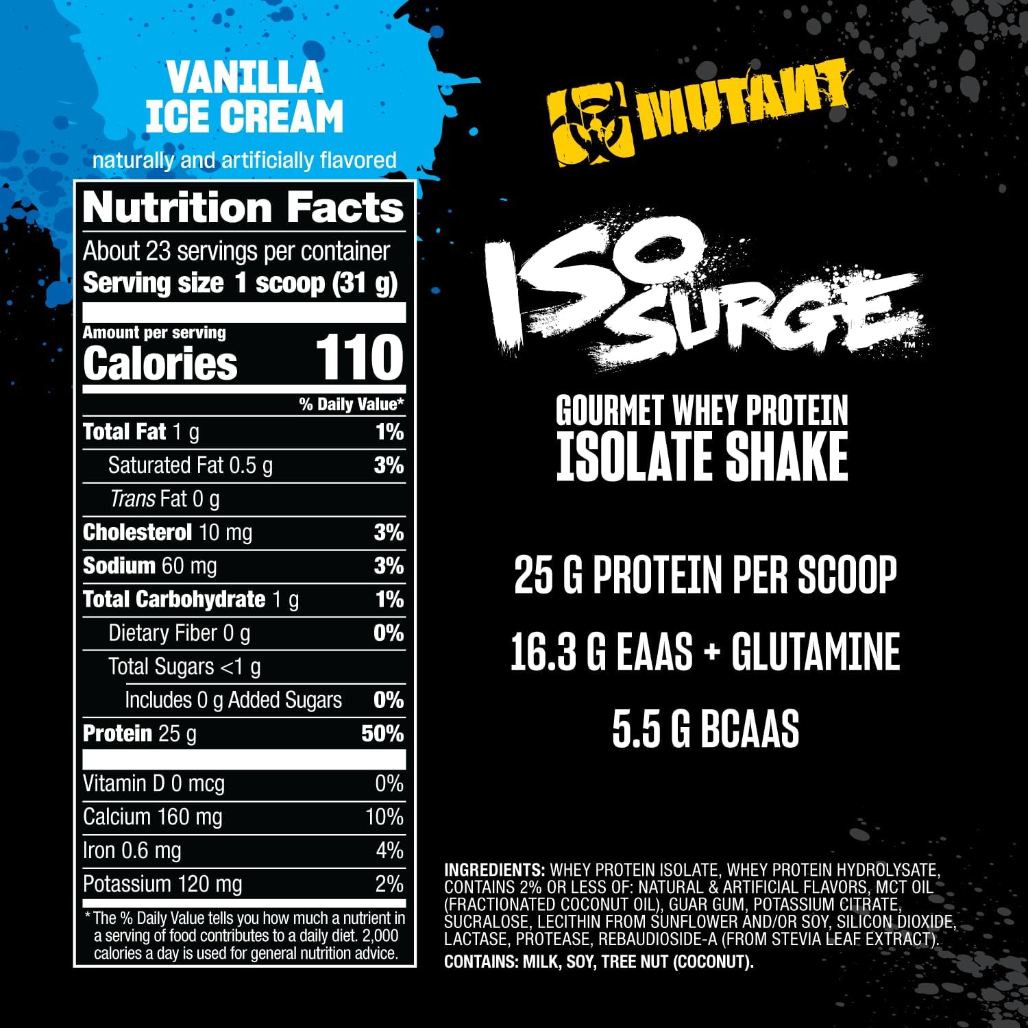 Mutant Iso Surge Whey Protein Isolate Powder Acts Fast To Help Recover, Build Muscle, Bulk And Strength, 1.6 Lb (Vanilla Ice Cream) : Health & Household