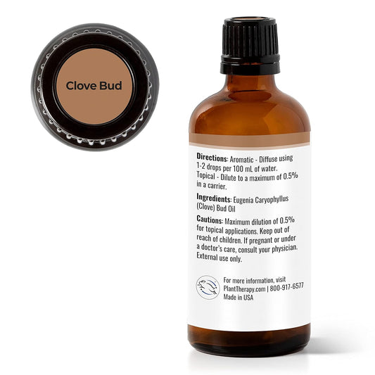 Plant Therapy Clove Bud Essential Oil 100% Pure, Undiluted, Natural Aromatherapy, Therapeutic Grade 100 Ml (3.3 Oz)