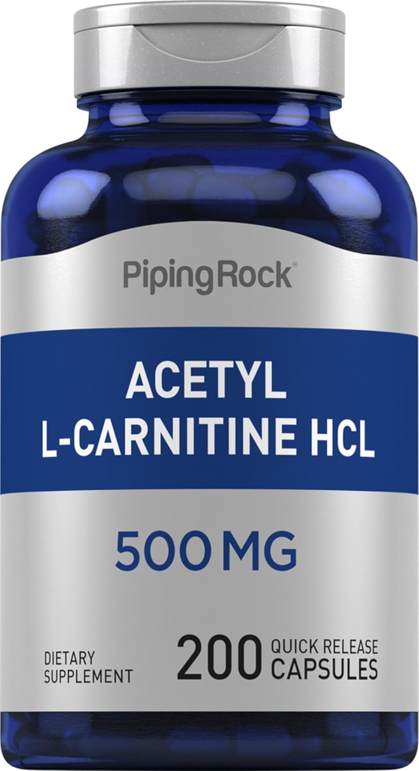 Piping Rock Acetyl L-Carnitine 500mg | 200 Capsules | HCL Supplement | Non-GMO, Gluten Free