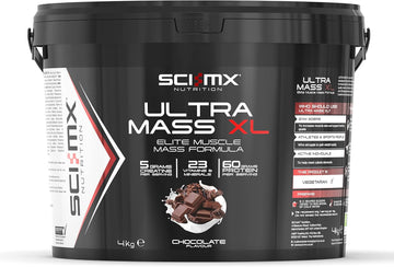 Sci-Mx Ultra Mass Xl Super-Premium Hardcore Mass & Weight Gaining Formula With A Full Spectrum Of Bcaa, Vitamins And Minerals 4Kg - Strawberry Flavour - 13 Servings