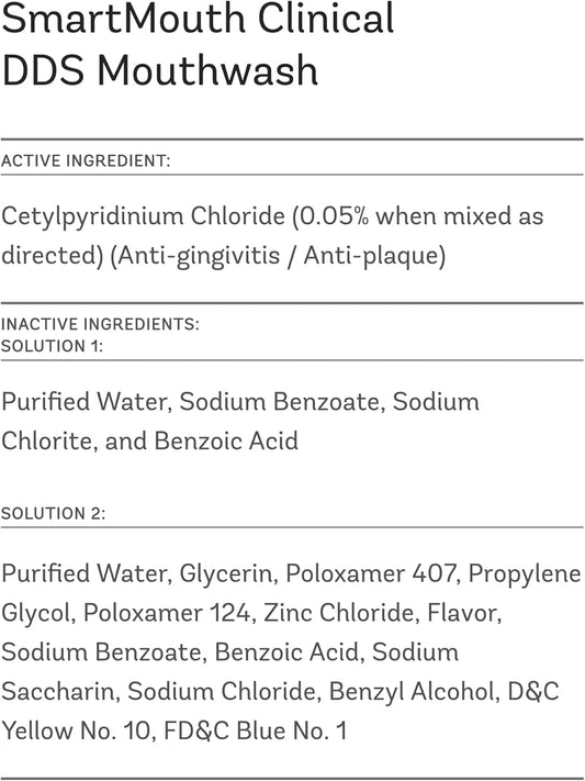Smartmouth Dds Activated Clinical Mouthwash - Adult Mouthwash For Fresh Breath - Clinical Strength Mouthwash For Gum Health, Gingivitis & More - Clean Mint Flavor, 16 Fl Oz