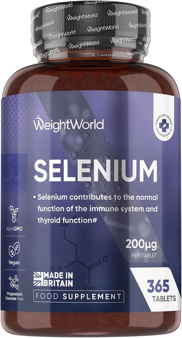 Selenium Supplements | 200Mcg (40Mg L-Selenomethionine) | 365 Selenium Tablets | 1 A Day | 8Mm Tablet | Vegan & Non-Gmo | Magnesium Stearate Free