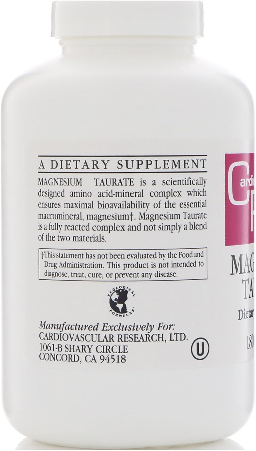 Cardiovascular Research Magnesium Taurate 125 Mg, 60 Capsules, Creamy White