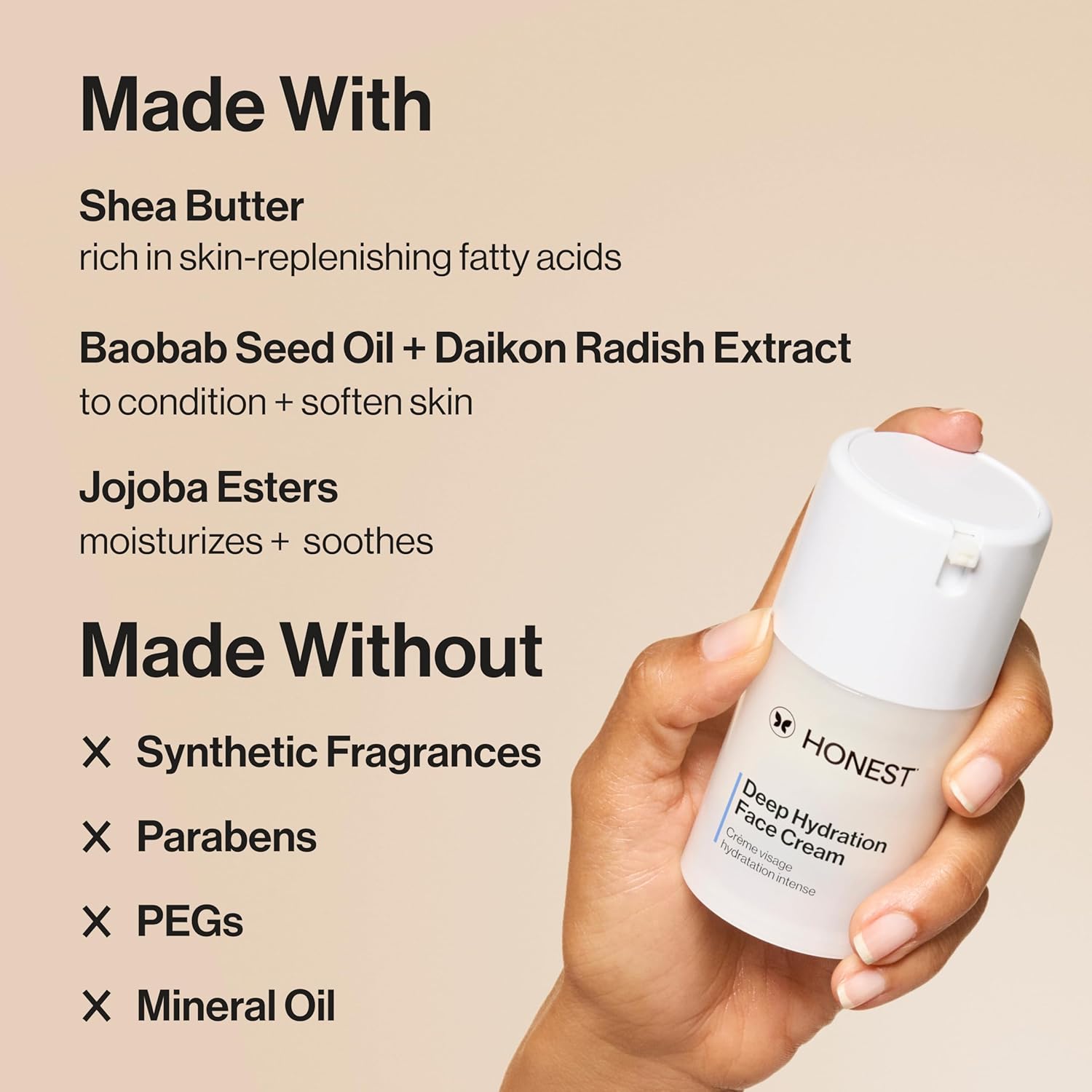 Honest Beauty Deep Hydration Face Cream + Vegan Nightly Retinyl Serum Bundle | Exfoliate + Hydrate | Gentle For Sensitive Skin | 1.7 Fl Oz, 1 Fl Oz : Beauty & Personal Care