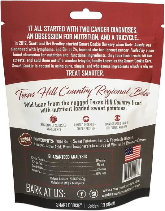 Smart Cookie All Natural Dog Treats - Wild Boar & Sweet Potato - Training Treats For Dogs With Allergies, Sensitive Stomachs - Soft Dog Treats, Chewy, Grain Free, Human-Grade, Made In Usa - 5Oz Bag
