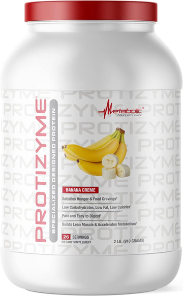 Metabolic Nutrition | Protizyme | 100% Whey Protein Powder | High Protein, Low Carb, Low Fat With Digestive Enzymes, 24 Essential Vitamins And Minerals | Vanilla Cake, 2 Pound