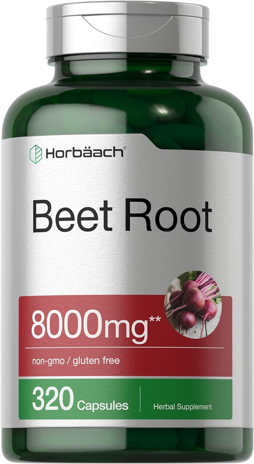 Horbäach Beet Root Powder Capsules 8000mg | 320 Pills | Non-GMO, Gluten Free Formula | High Potency Herbal Extract Supplement