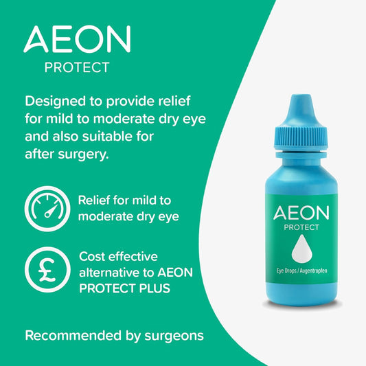 Rayner Aeon Protect - Eye Drops For Mild To Moderate Dry Eye - Contact Lens Friendly, 10Ml