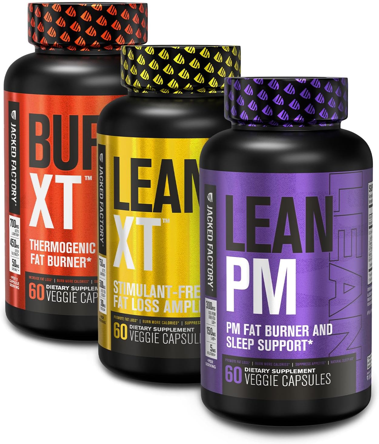 Burn-Xt Thermogenic Fat Burner, Lean Pm Nighttime Fat Burner & Sleep Aid, Lean-Xt Caffeine Free Fat Burner