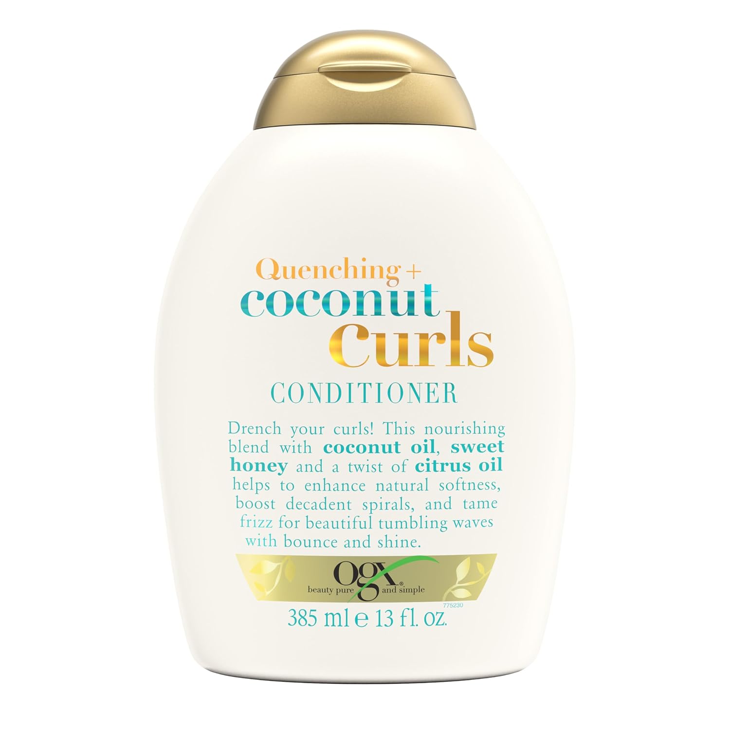 Ogx Quenching + Coconut Curls Curl-Defining Conditioner, Nourishing Curly Hair Conditioner With Coconut /Citrus Oil & Honey, Paraben-Free With Sulfate-Free Surfactants, 13Oz