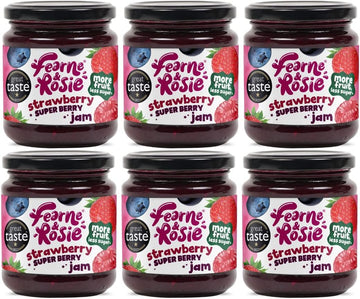 Fearne & Rosie Strawberry Jam, Award Winning, More Fruit & 40% Less Sugar, Vegan Friendly, Gluten Free, 100% Natural Ingredients, No Palm Oil, No Concentrates & B Corporation Certified 6 X 310G Jar