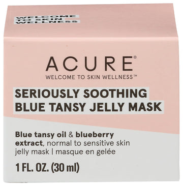 Acure Seriously Soothing Blue Tansy Jelly Mask | 100% Vegan | For Dry To Sensitive Skin | Blue Tansy Oil & Blueberry Extract - Soothes & Hydrates Dry Skin | 1 Oz