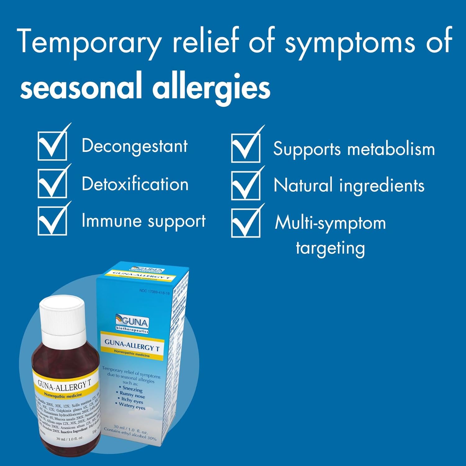 Guna Allergy T For Relief From Allergy Symptoms Of Sneezing, Runny Nose, Itchy Eyes And Watery Eyes - 1 Ounce : Health & Household