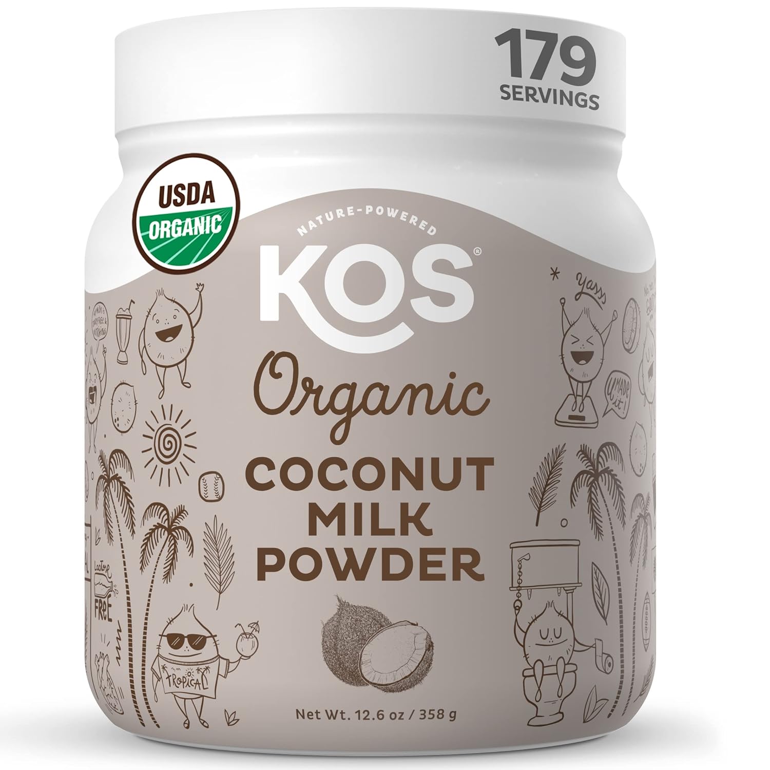 Kos Organic Coconut Milk Powder, Usda Certified Organic - 0G Sugar, Mct Plant Based Creamer For Coffee, Smoothies, Vegan, Keto, Paleo Friendly, Non-Gmo, Gluten Or Dairy- 12.6Oz, 179 Servings