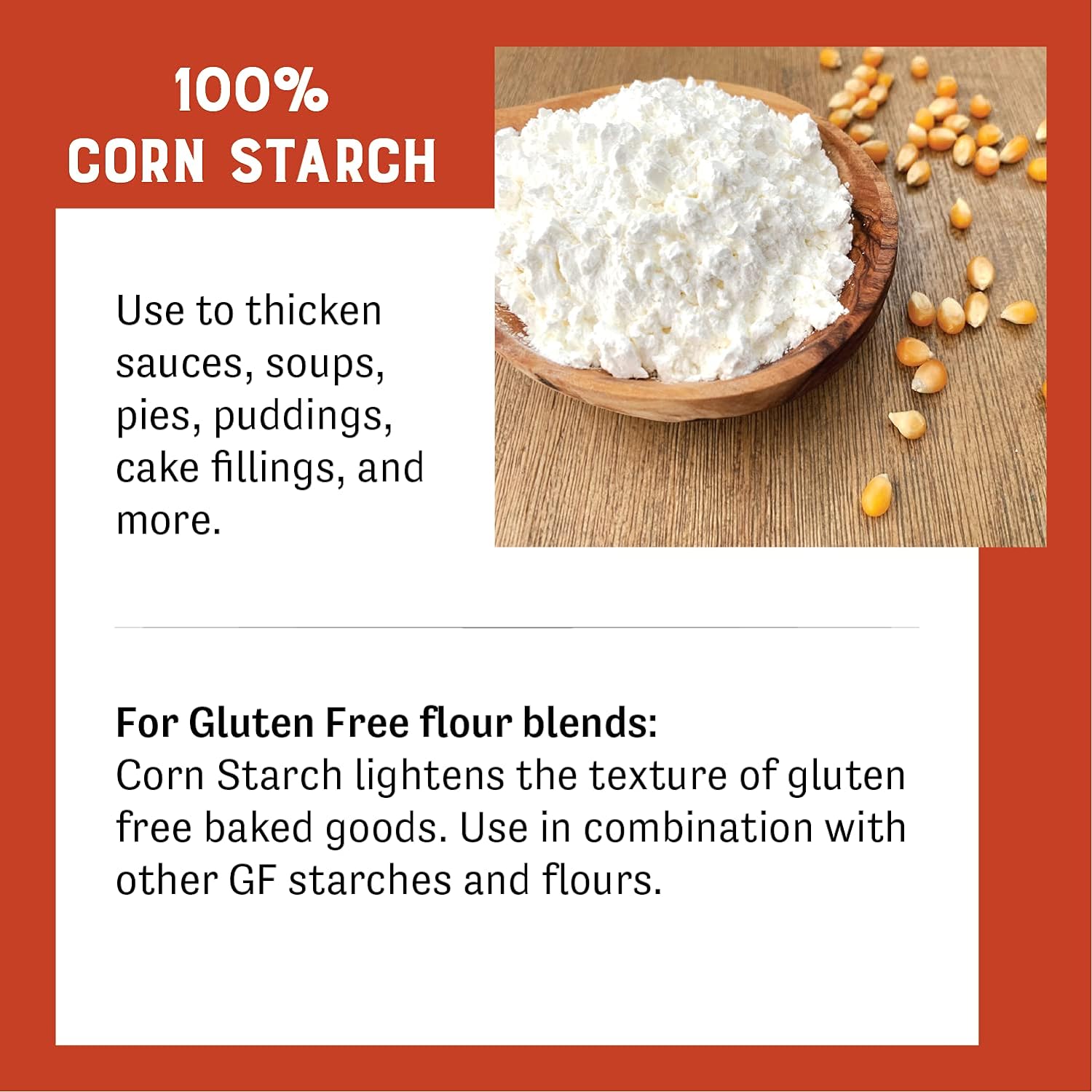 Judee’s Corn Starch 8 oz - 100% Non-GMO and Just One Ingredient - Gluten-Free and Nut-Free - Great Thickener for Sauces, Soups, and Gravies - Lighten Gluten Free Cake or Bread Texture : Grocery & Gourmet Food