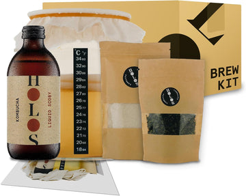 Holos Kombucha Starter Kit - Kombucha Kit With Liquid Scoby - Holos Signature Tea Kombucha Making Kit For Home Brew With Scoby Kombucha Starter - Foodie Gift Ideas