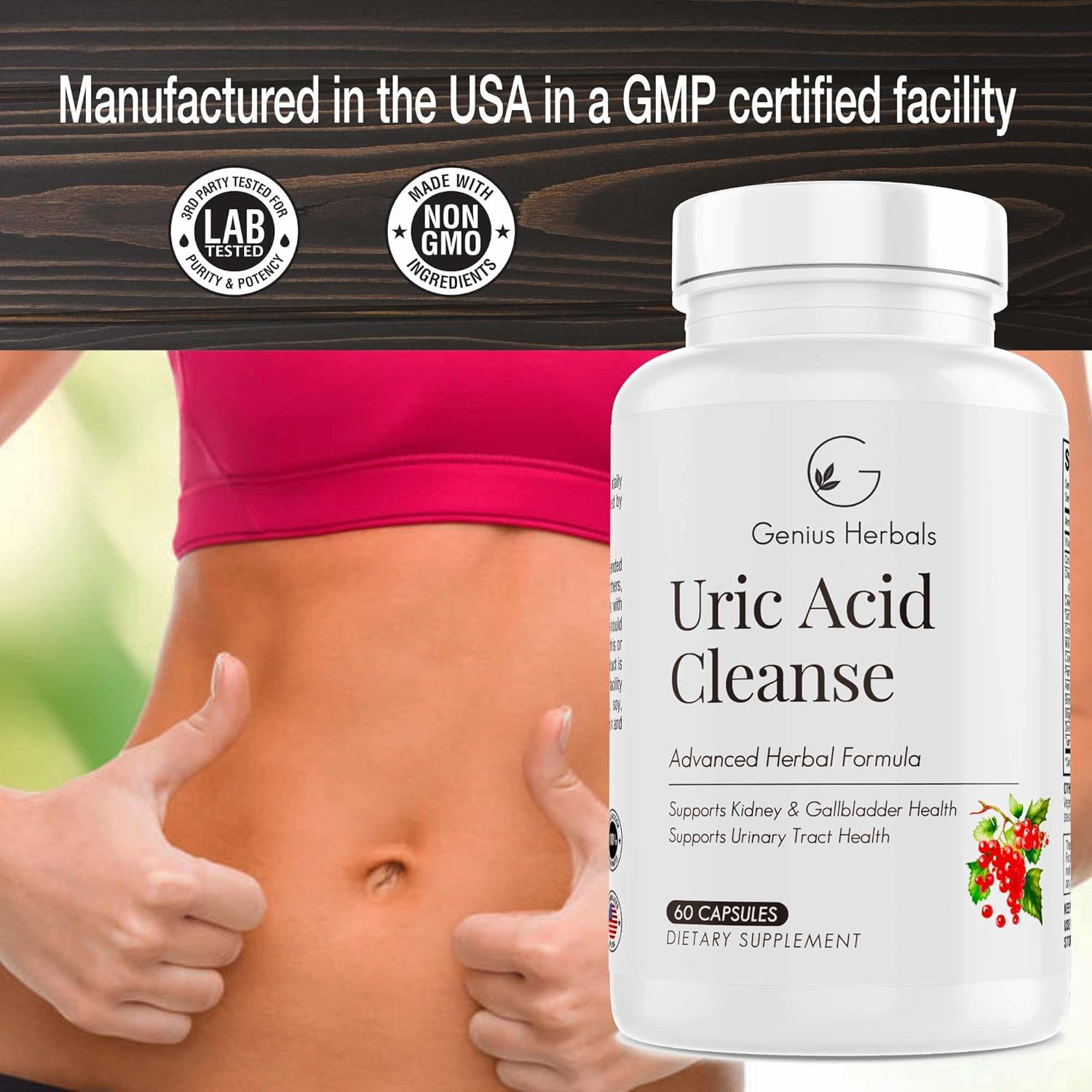 Genius Herbals Uric Acid Cleanse – Supports Kidney, Liver, Gallbladder & Urinary Tract Health, Advanced Herbal Formula - 60 Capsules : Health & Household