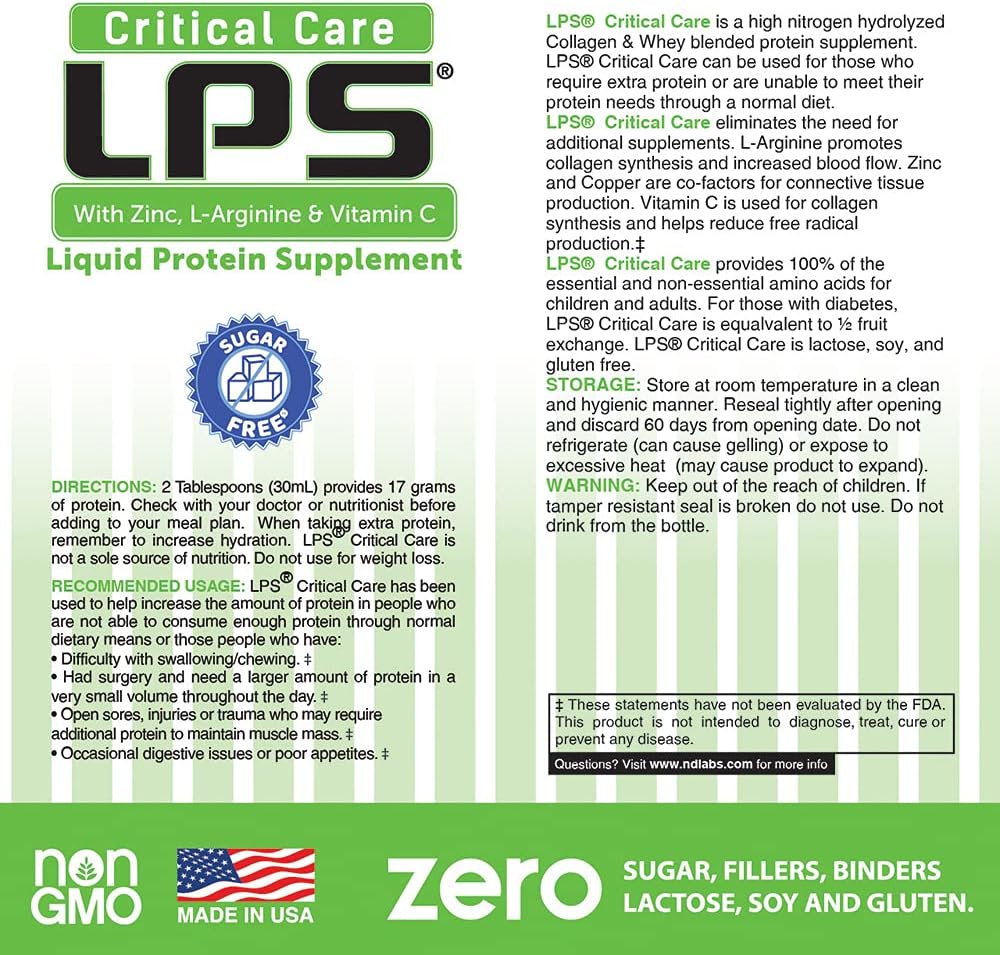 Nutritional Designs Lps Liquid Collagen & Whey Protein Supplement, Sugar-Free, Non-Gmo Drink, Promotes Healthy Skin & Hair For Men & Women. (Critical Care) Peach Mango : Health & Household
