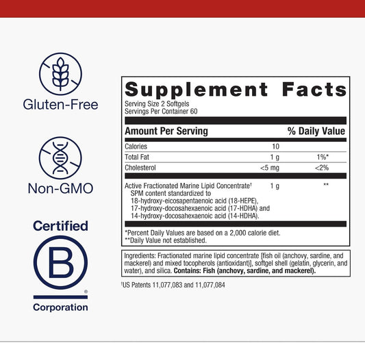 Metagenics Spm Active - Specialized Pro Resolving Mediators For Joint Comfort, Tissue Health & Minor Discomfort Relief* - Non-Gmo - Gluten Free - 60 Softgels