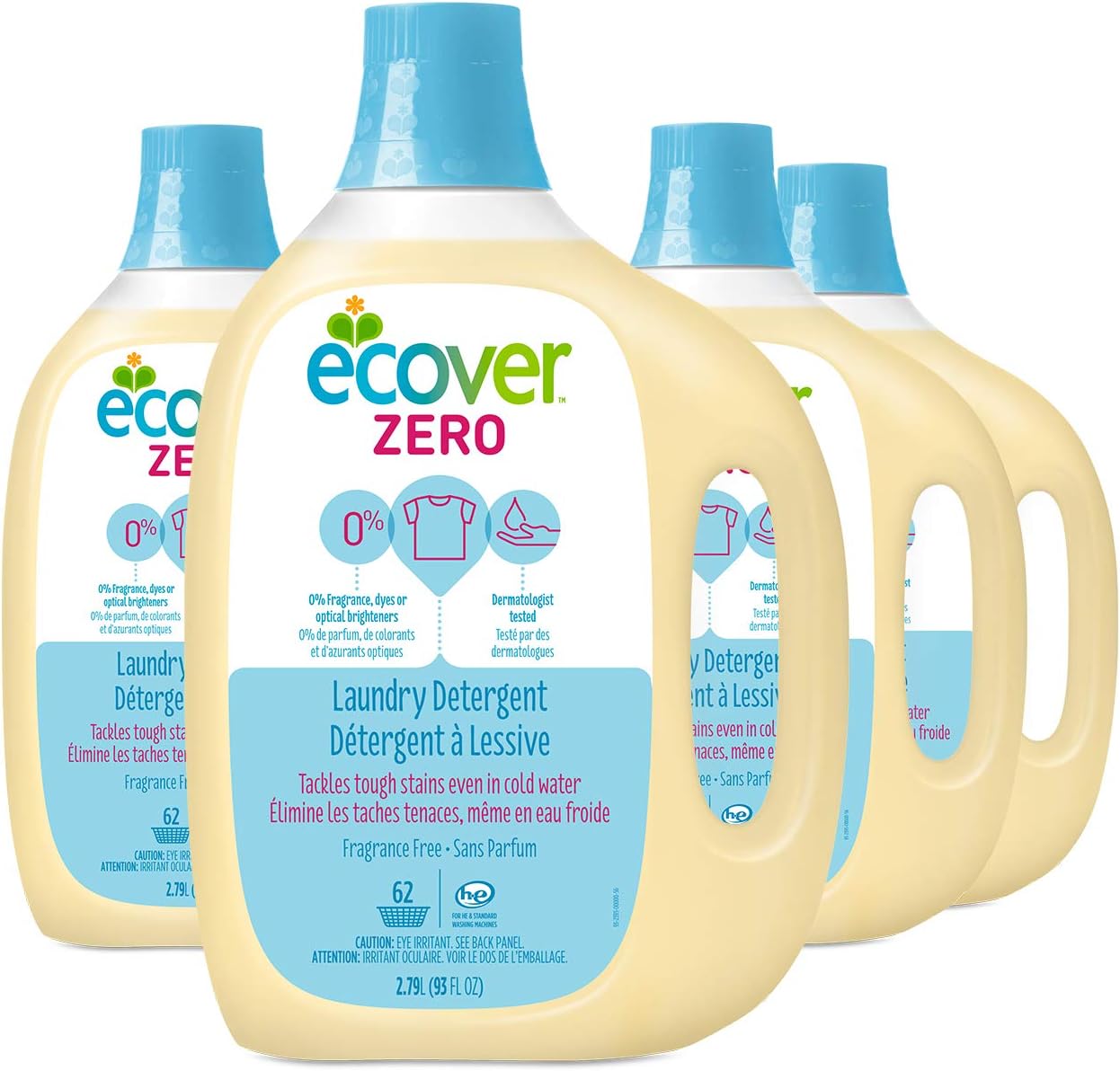 Ecover Zero Laundry Detergent, Fragrance Free, 93 Ounce (Pack 4)