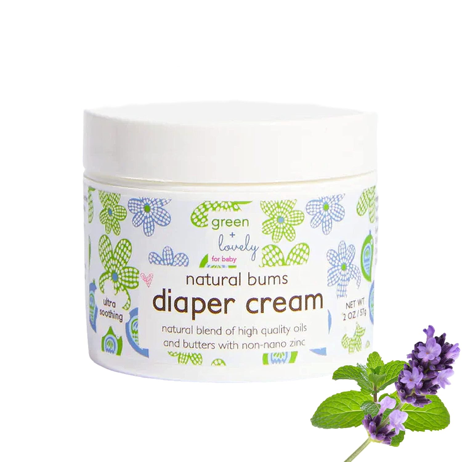 Natural Bums Diaper Rash Cream {Chemical Free}, Made with Organic Shea Butter & Coconut. Calming Lavender Chamomile. Non-Nano. High Grade