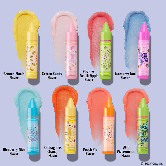 Lip Smacker Crayola Party Pack - 8 Moisturizing Lip Balms, Hydrating & Protecting, Fun Flavors, Glossy Finish, Cruelty-Free - Color of Kindness