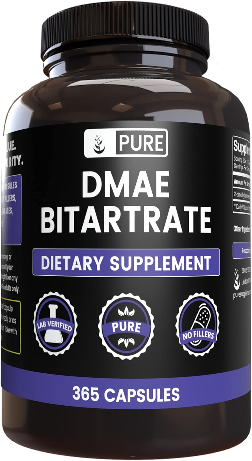 Pure Original Ingredients Dmae Bitartrate (365 Capsules) No Magnesium Or Rice Fillers, Always Pure, Lab Verified