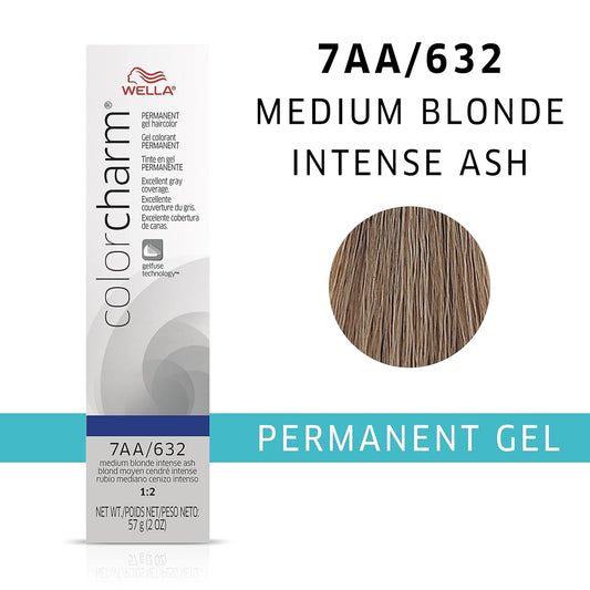 Colorcharm Permanent Gel, Hair Color For Gray Coverage, 7Aa Medium Ash Blonde