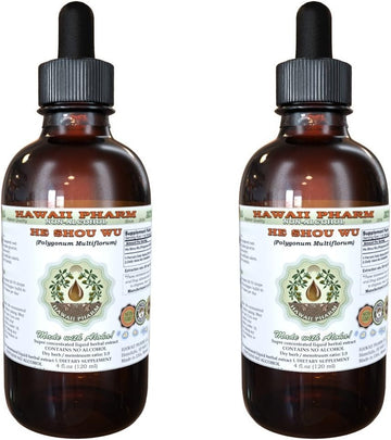 He Shou Wu Alcohol-Free Liquid Extract, He Shou Wu, Fo Ti (Polygonum Multiflorum) Prepared Root Glycerite Herbal Supplement 2x2 oz