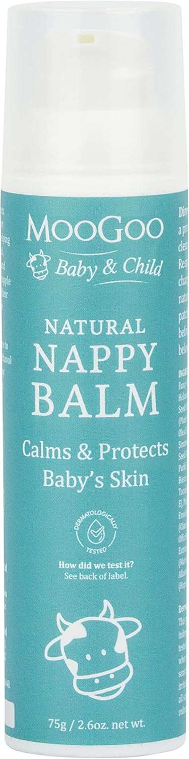 Moogoo Nappy Balm - A Naturally Gentle Diaper Cream For Sensitive Baby Skin - Soothing Cream With Shea Butter, Zinc & Jojoba Oil - Barrier Cream To Soothe & Help Prevent Irritation