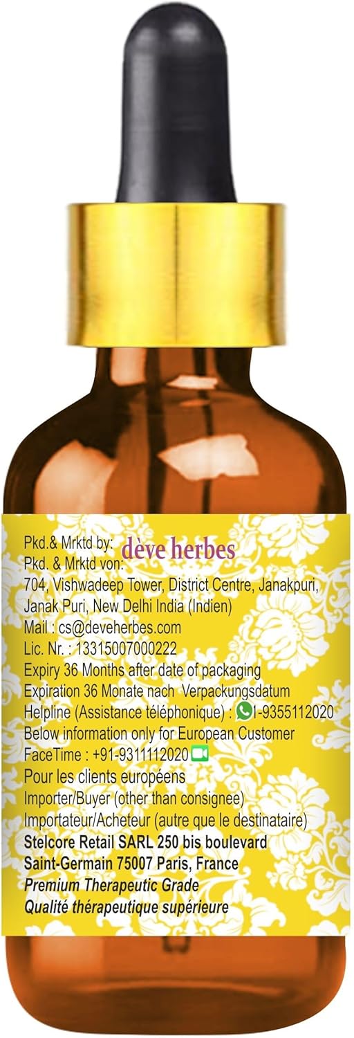 Dève Herbes Saffron Essential Oil (Crocus Sativus) With Glass Dropper | Pure | Non-Sticky | Non-Greasy | Lightweight | Men & Women | All Skin Types | Steam Distilled 2Ml (0.06 Oz) : Health & Household