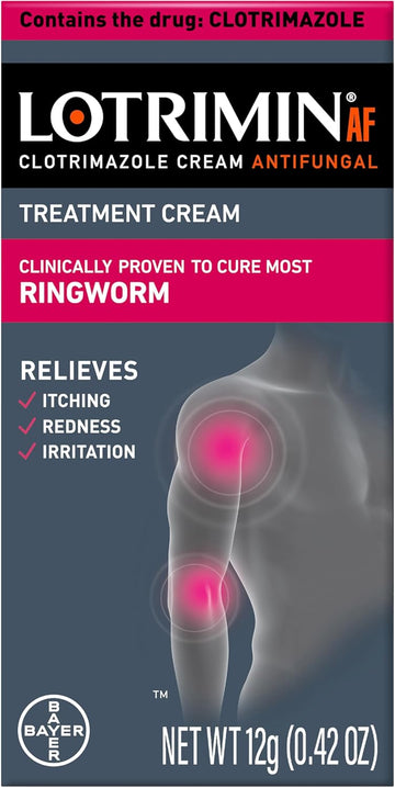 Lotrimin Af Ringworm Cream Clotrimazole 1% - Clinically Proven Effective Antifungal Cream Treatment Of Most Ringworm, For Adults And Kids Over 2 Years, .42 Ounce (12 Grams)