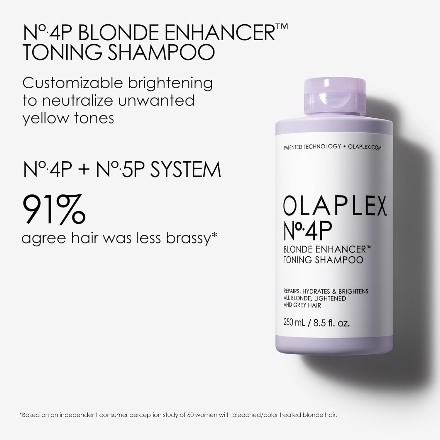 Olaplex No. 4P Blonde Enhancer Purple Toning Shampoo, Repairs, Hydrates, & Brightens All Blonde, Lightened, & Grey Hair, 8.5 fl oz : Beauty & Personal Care