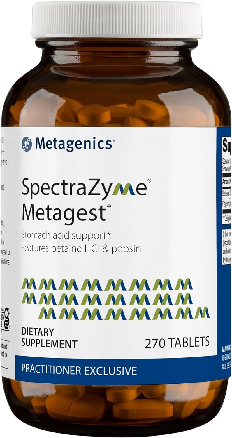 Metagenics Spectrazyme Metagest - Supports Stomach Health & Aids In Digestion* - With Betaine Hcl & Pepsin - Proteolytic Digestive Enzyme* - Non-Gmo - 135 Servings - 270 Tablets