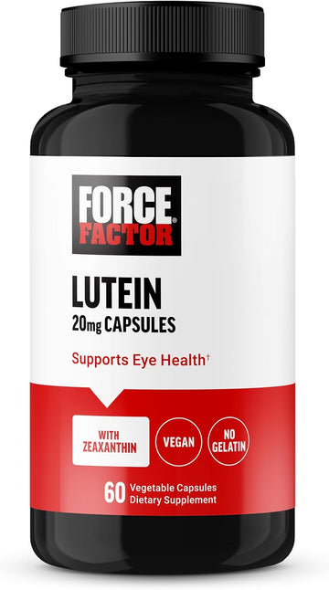 Force Factor Lutein And Zeaxanthin Supplements, Eye Vitamins With Lutein 20Mg, Eye Health Supplements For Adults, Ingredients Backed By Science, Vegan, Gelatin Free, 60 Vegetable Capsules