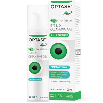 Optase Tto Eye Lid Cleansing Gel - Tea Tree Oil Eyelid Cleanser For Dry Eye Relief - Preservative Free, Natural Ingredients - Soothes Dry Eye And Eyelid Irritation - Made With Pro-Vitamin B5-1.7 Oz